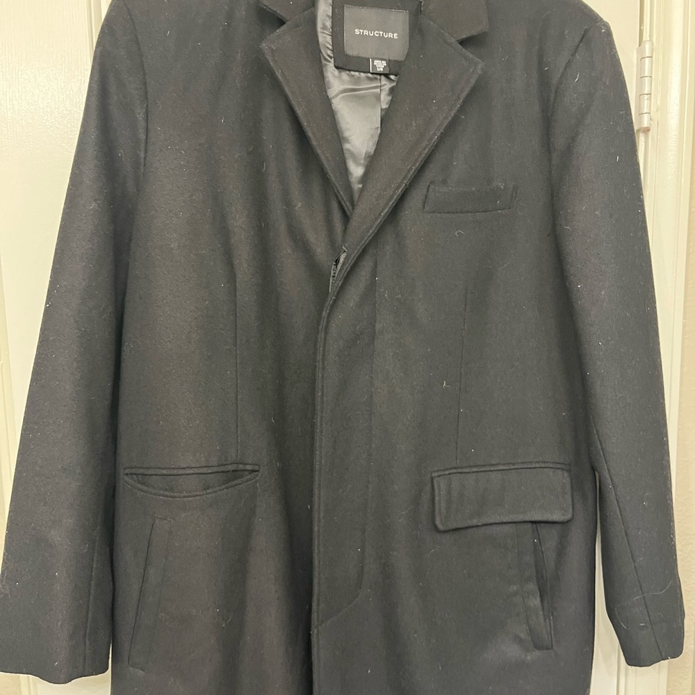 Structure Men's Classic Black Trench Coat